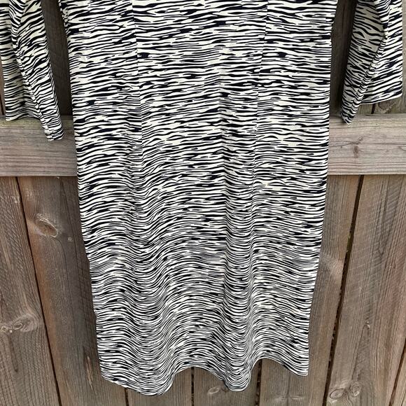 Jude Connally Women Sheath Dress Boat Neck 3/4 Sleeve Pullover Cream Black Small - Picture 4 of 8